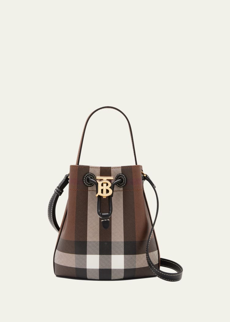 Sac seau à carreaux et cordon de serrage