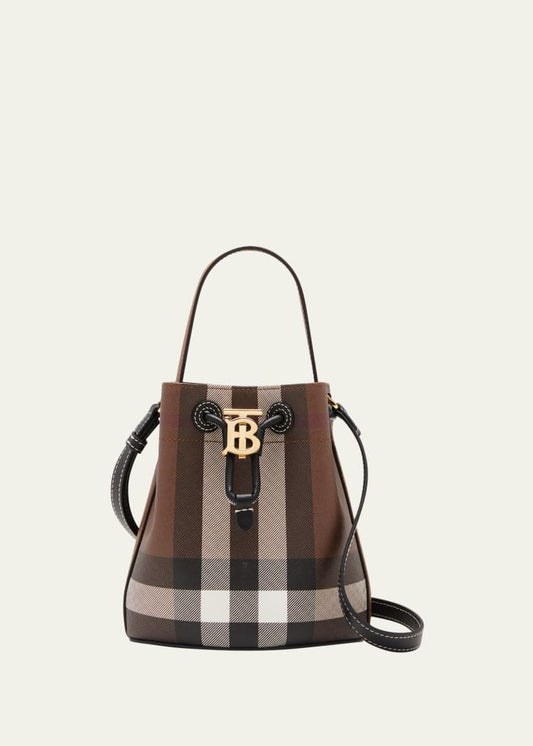 Sac seau à carreaux et cordon de serrage