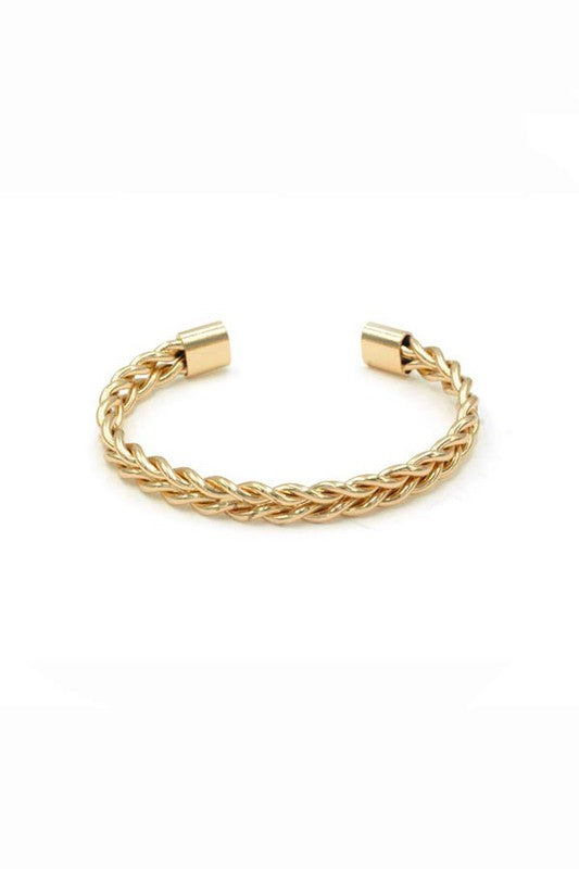 TWISTED CHAIN METAL OPEN BANGLE CUFF BRACELET
