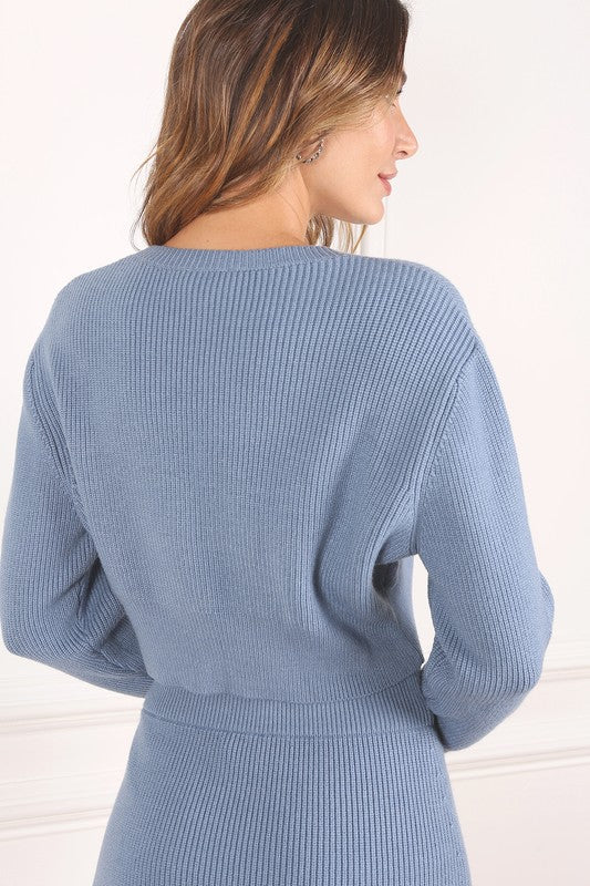 Ensemble jupe-pull en tricot côtelé