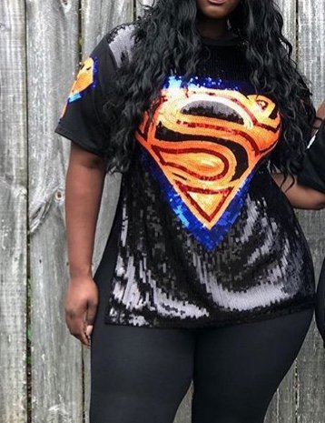 Sequin Superwoman Shirt (PLUS)