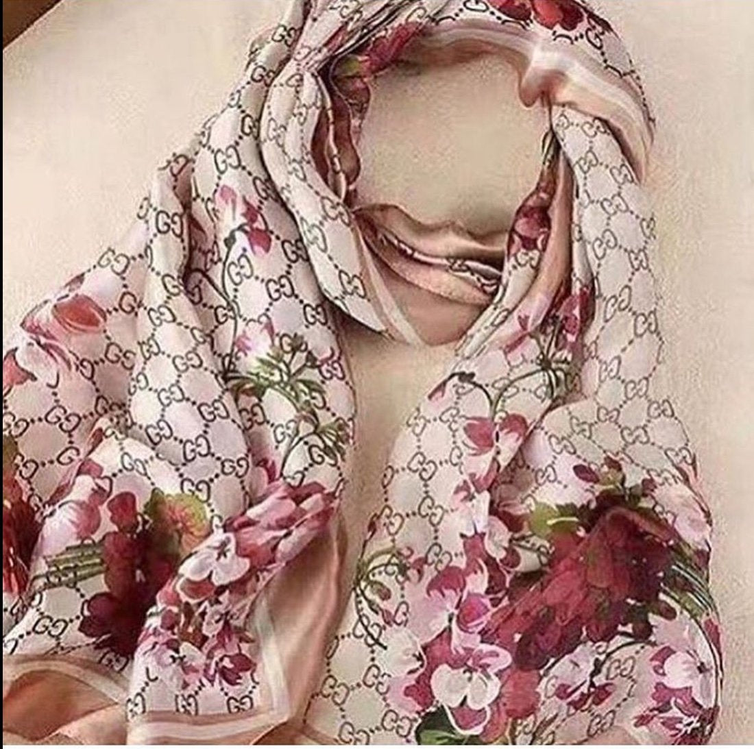 Pink Bloom Silk Scarf