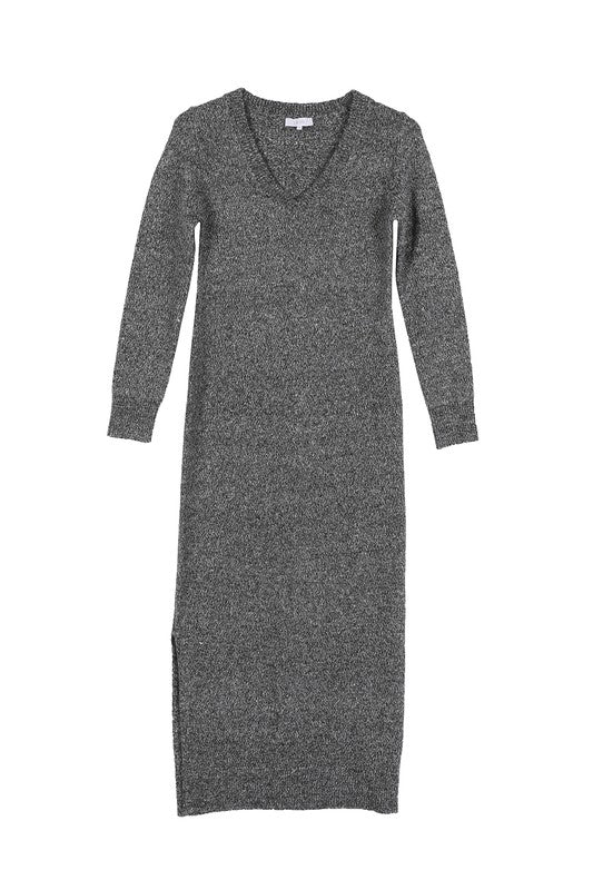 Cozy V-Neck Sweater Dress