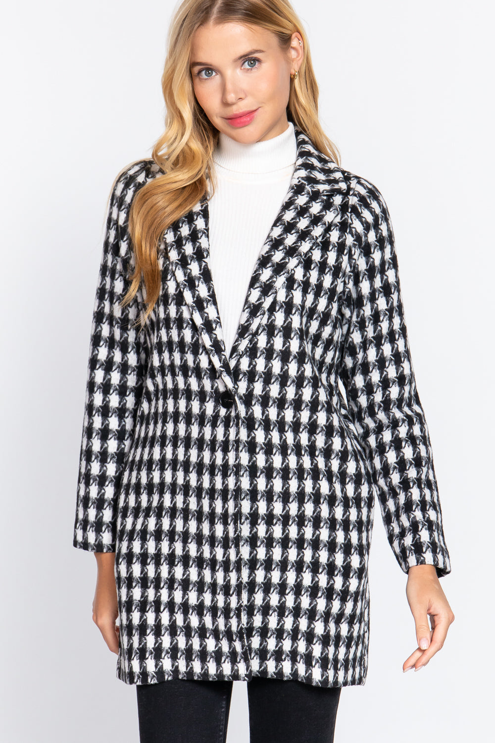 One Button Jacquard Jacket