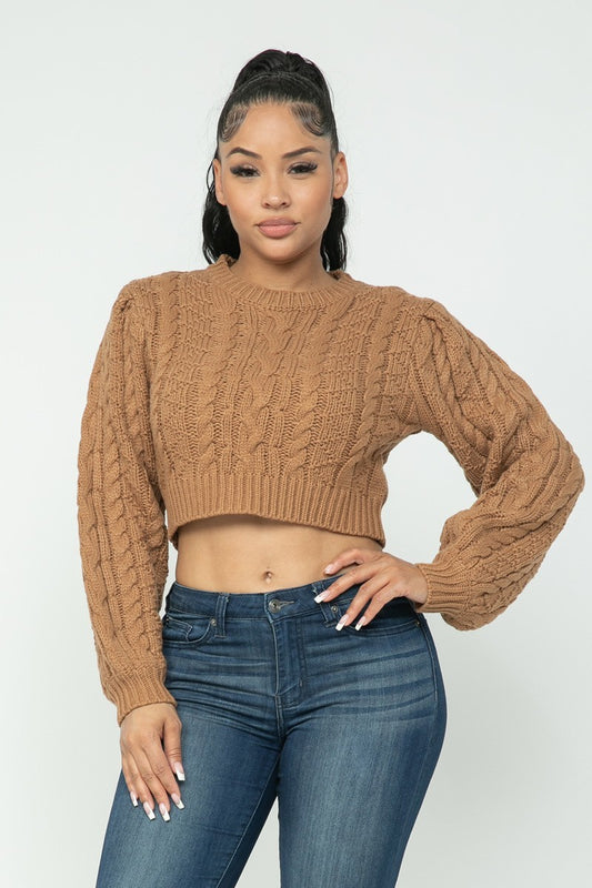 Cable Knit Crop Sweater (4 Colors)