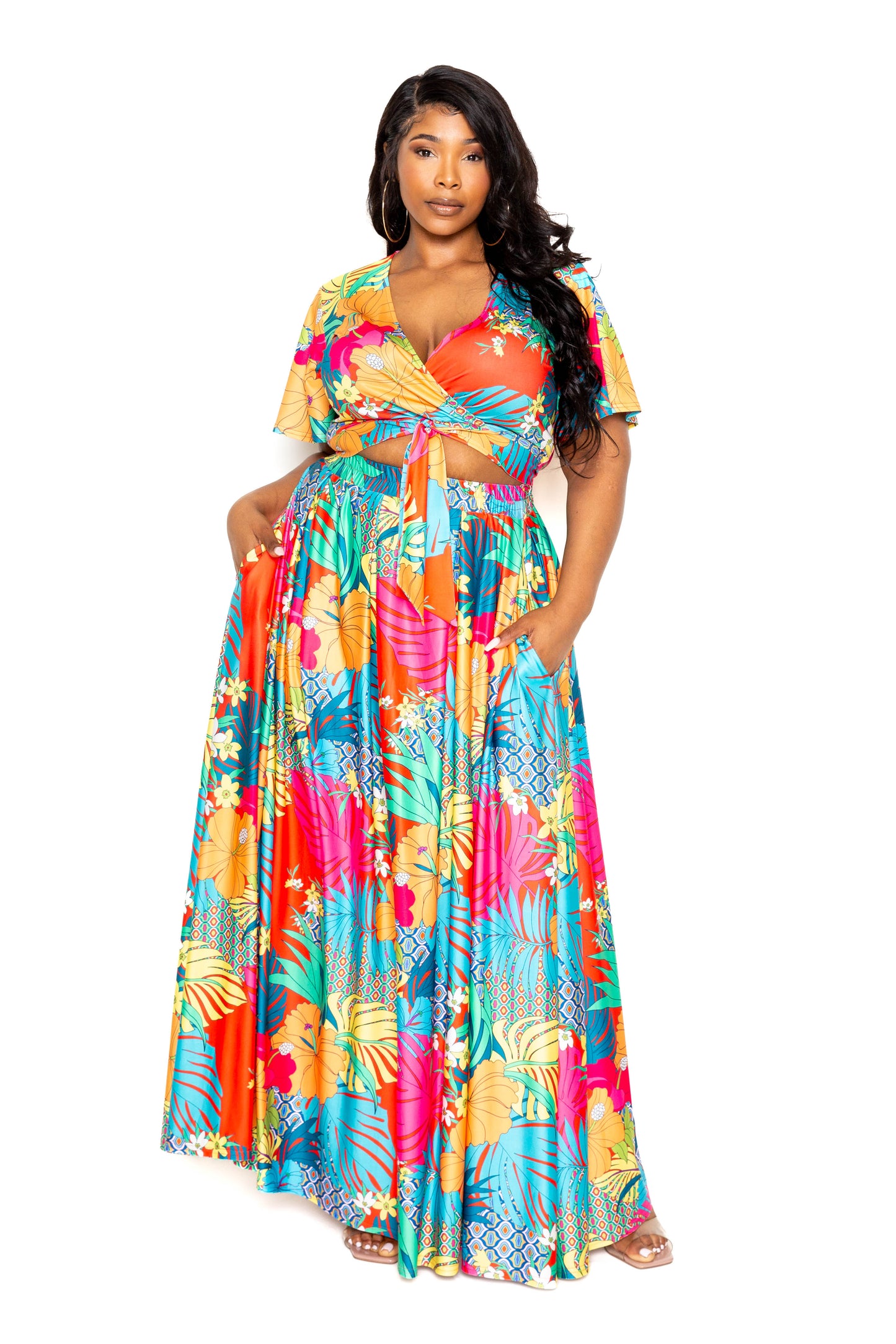 Floral Tropics Maxi Skirt & Top set