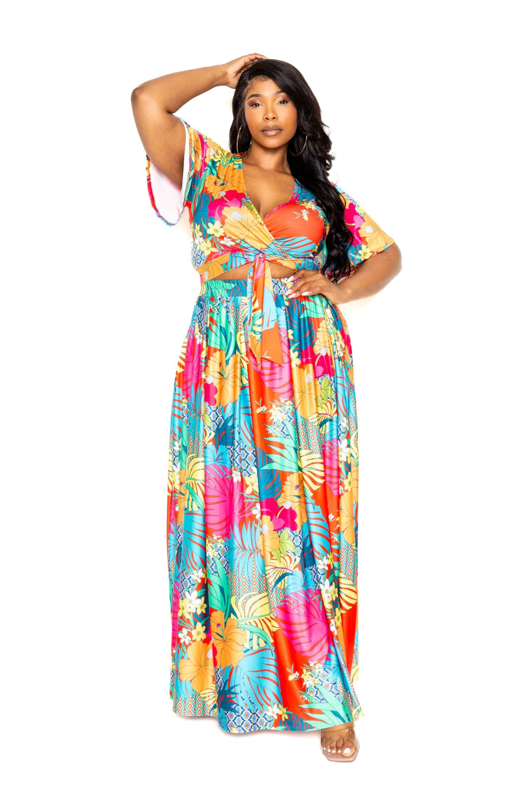 Floral Tropics Maxi Skirt & Top set