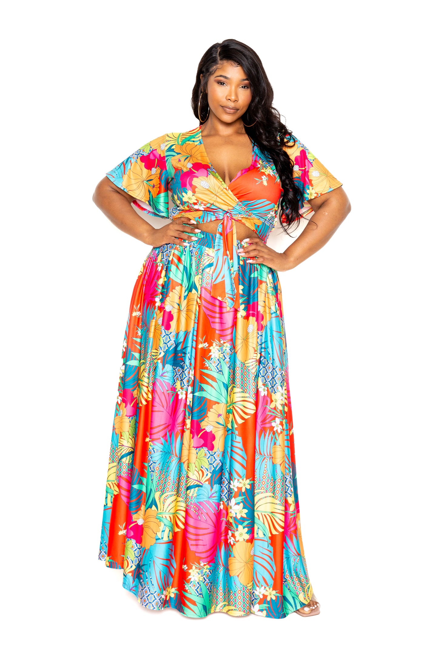 Floral Tropics Maxi Skirt & Top set