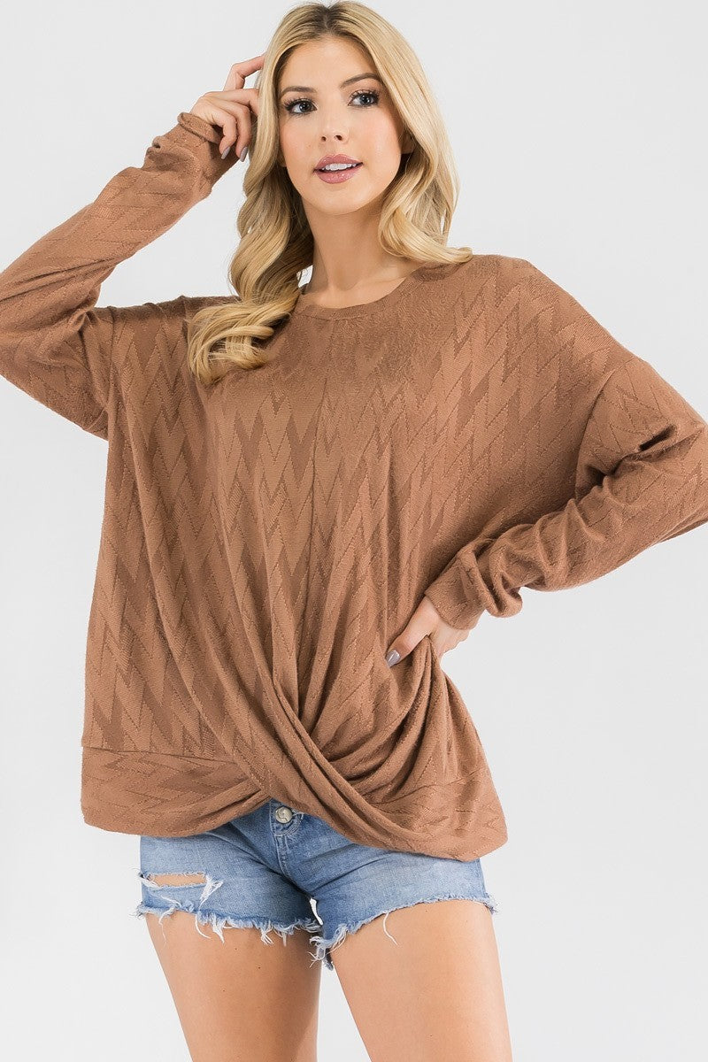 Super Cute Textured Front Tie Top