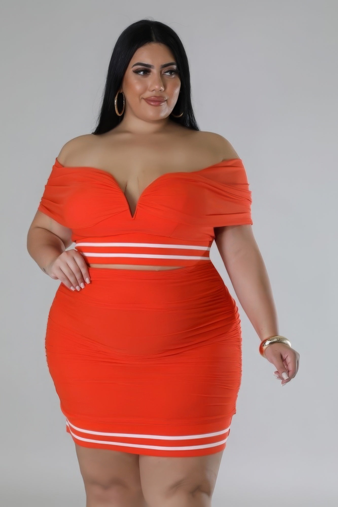 Orange Sweet Drama Stretch Skirt Set