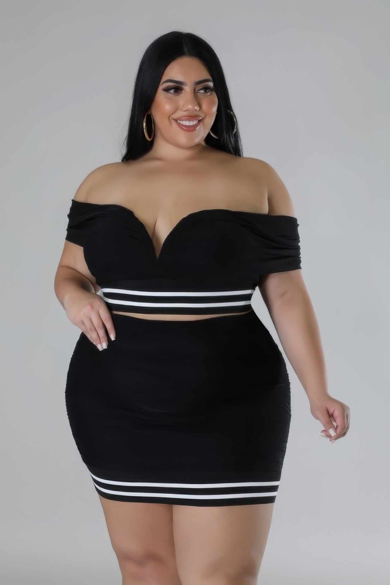 Black Sweet Drama Stretch Skirt Set