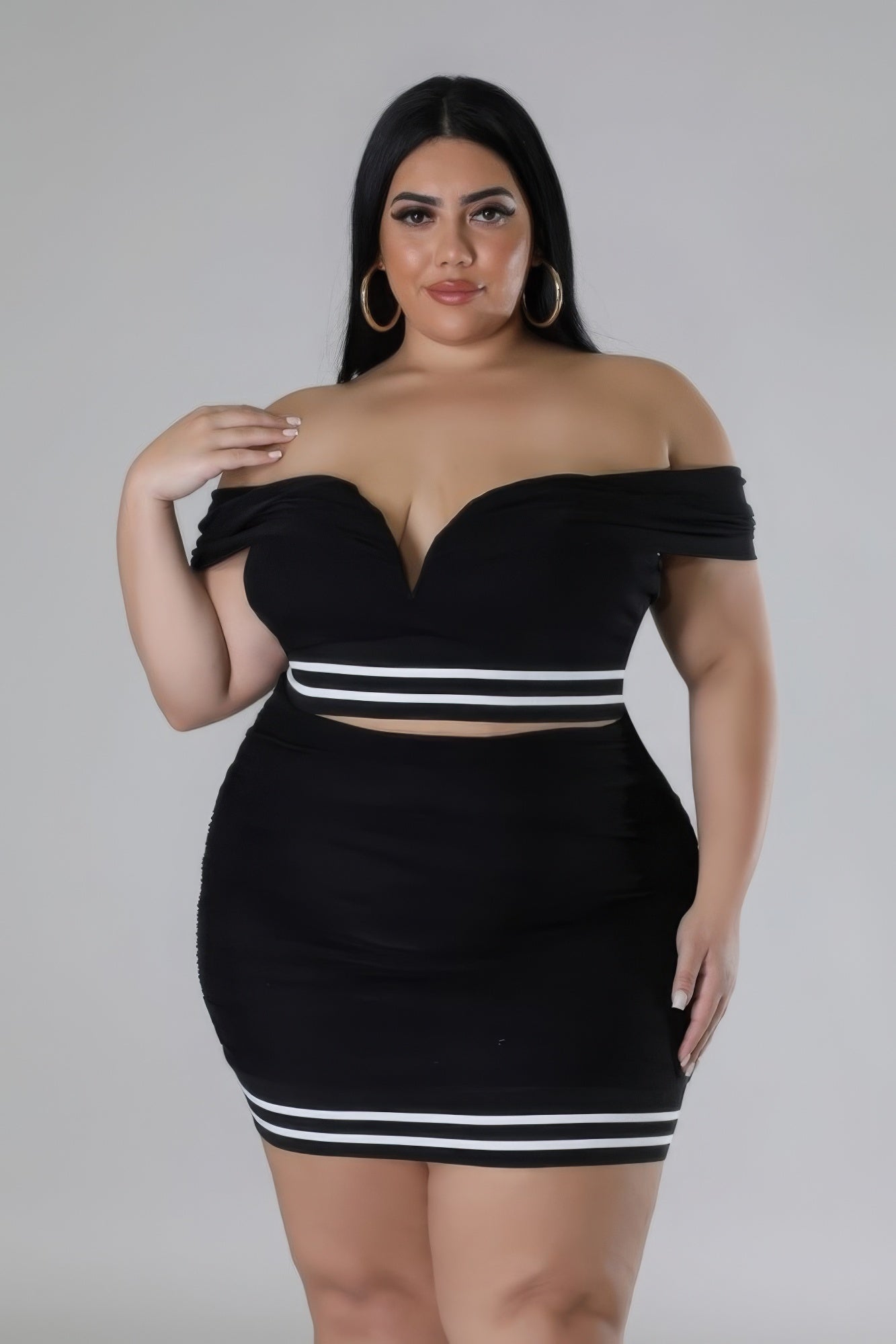 Black Sweet Drama Stretch Skirt Set