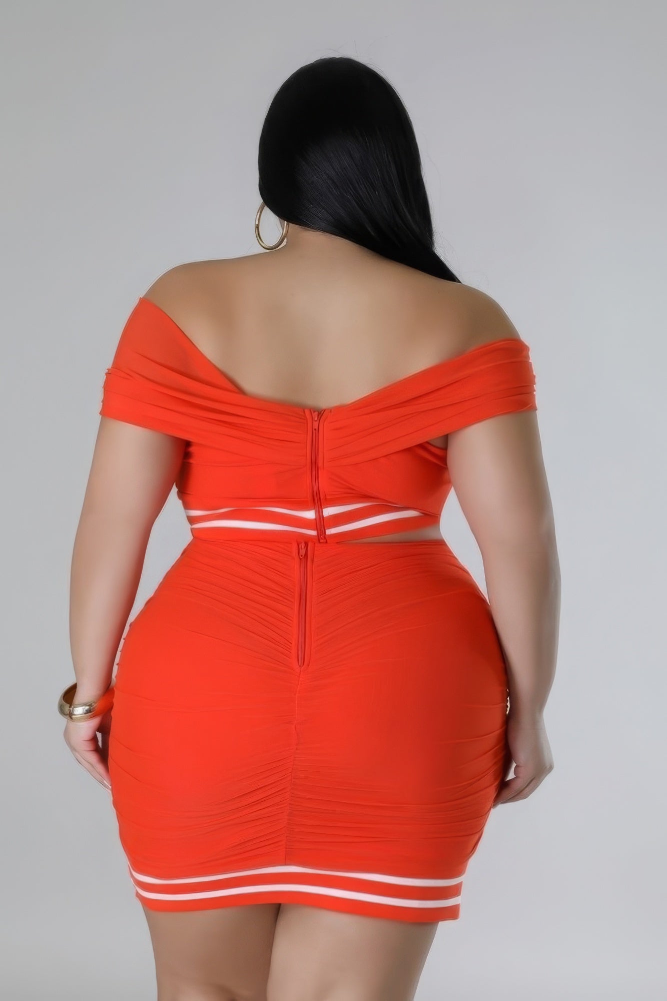 Orange Sweet Drama Stretch Skirt Set