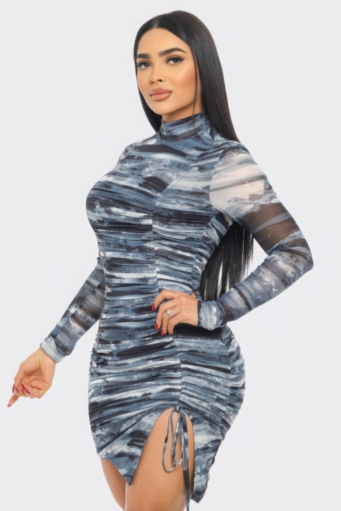 Print Mesh Mini Dress (2 Colors)