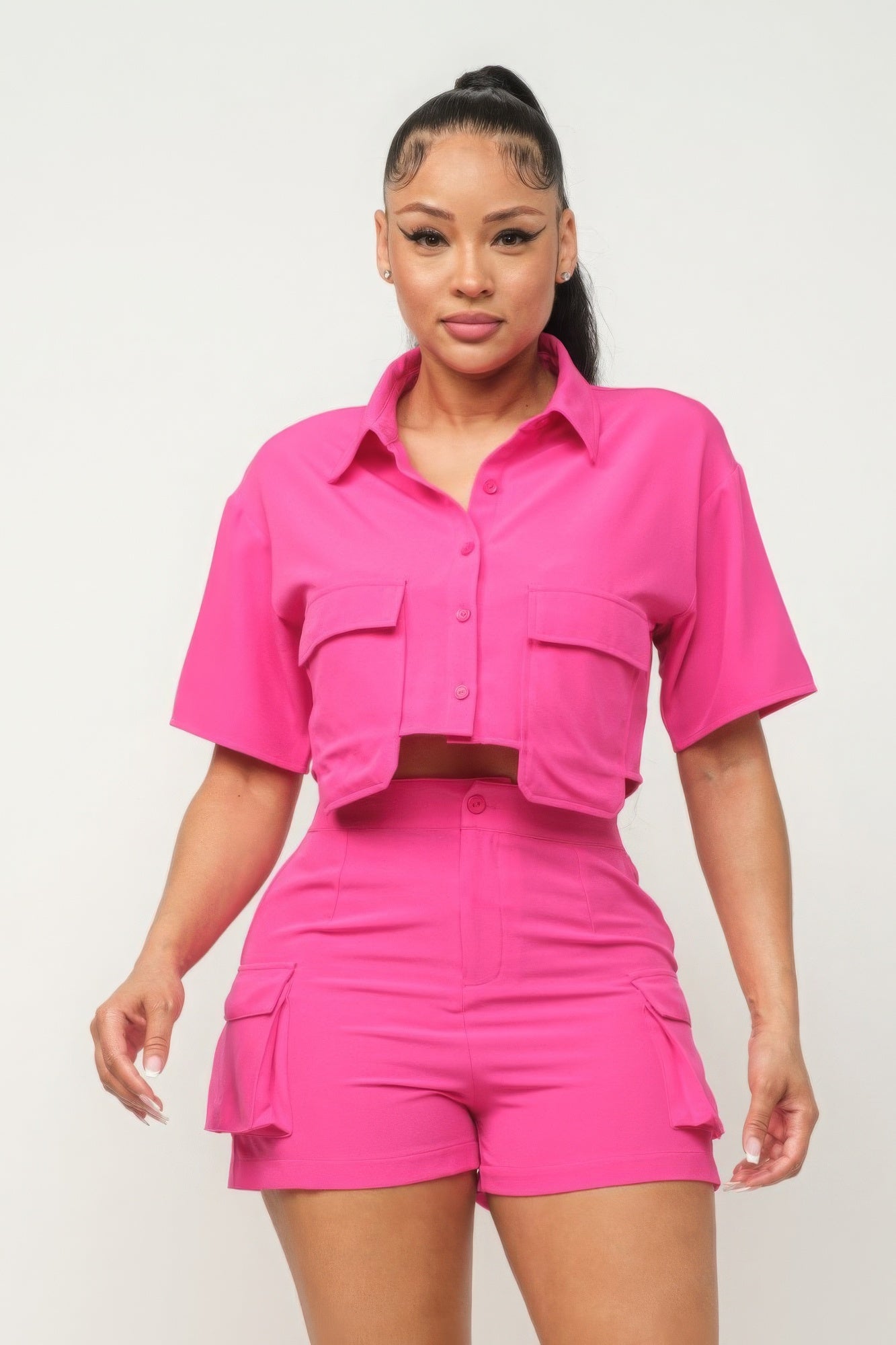 CARGO Pocket Top And Shorts Set (4 Colors)