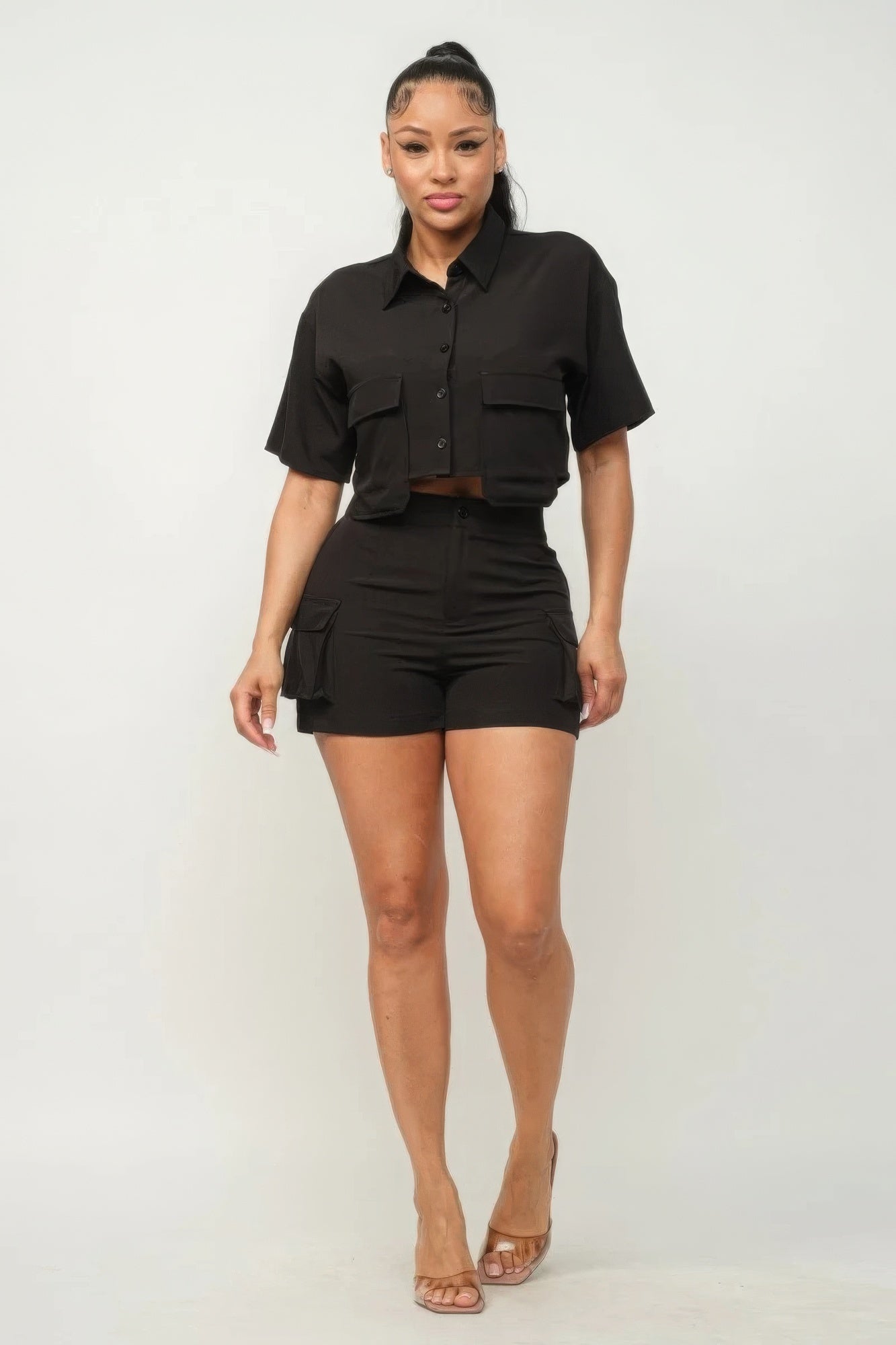 CARGO Pocket Top And Shorts Set (4 Colors)