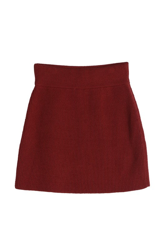 Ribbed Knit Sweater Skirt Set