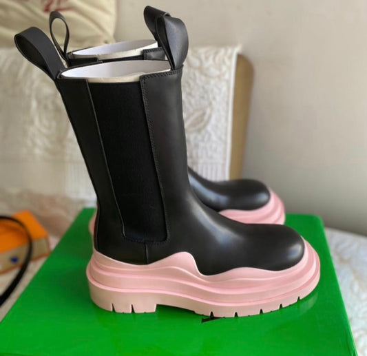 Bottines Chelsea noires/rose tendre
