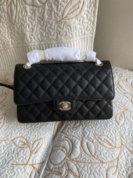 SMALL Black Quilted Cavier Flap Bag
