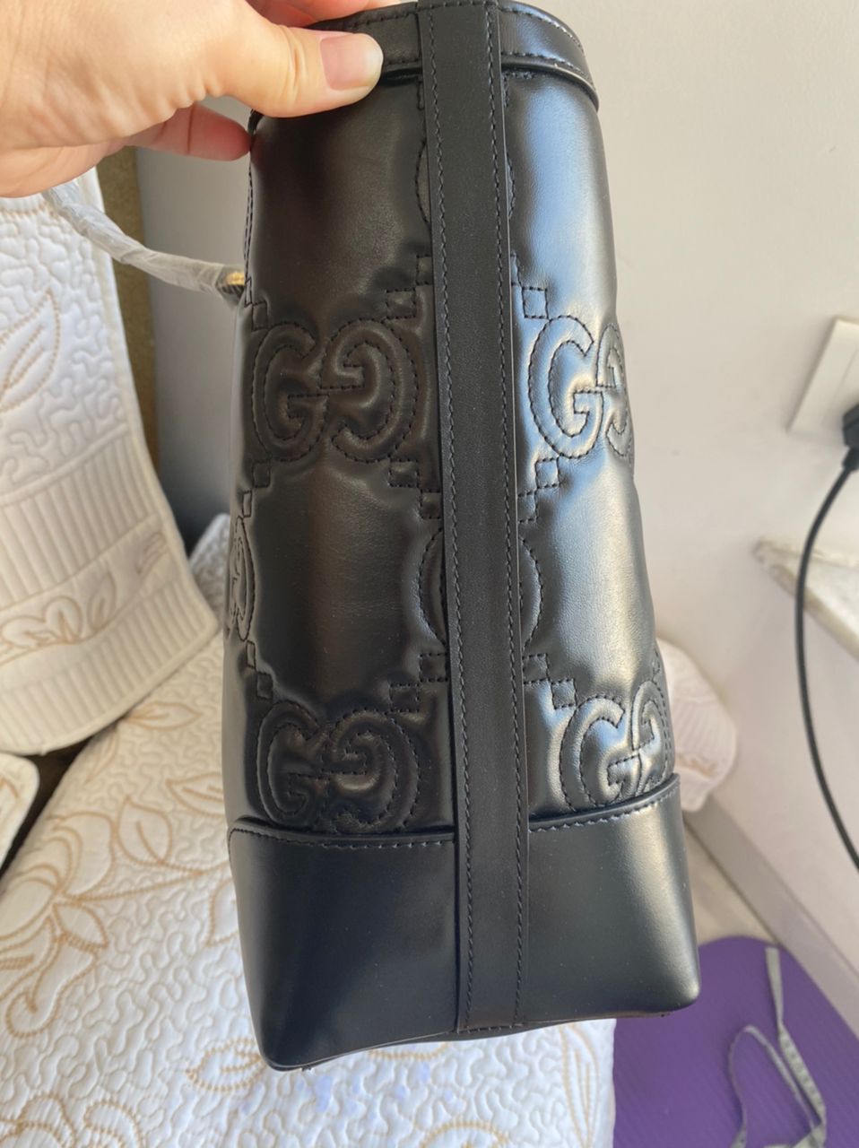 Cabas moyen en cuir matelassé