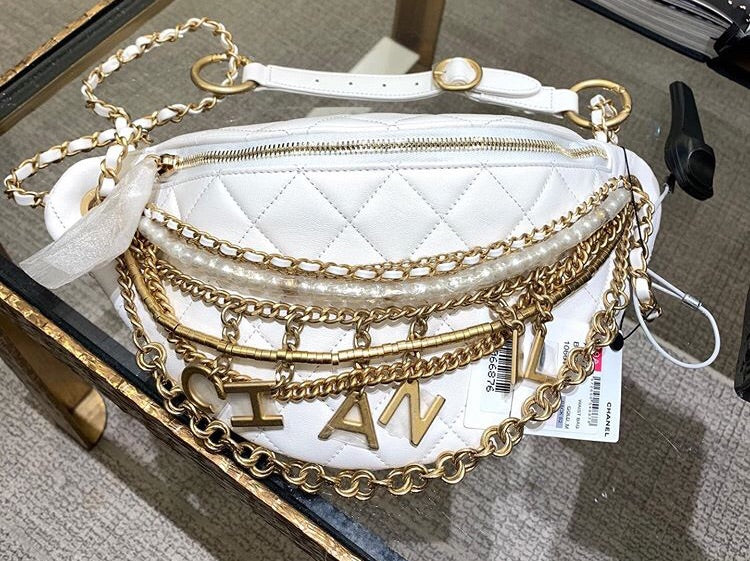 White Coco Chain Fanny Pack