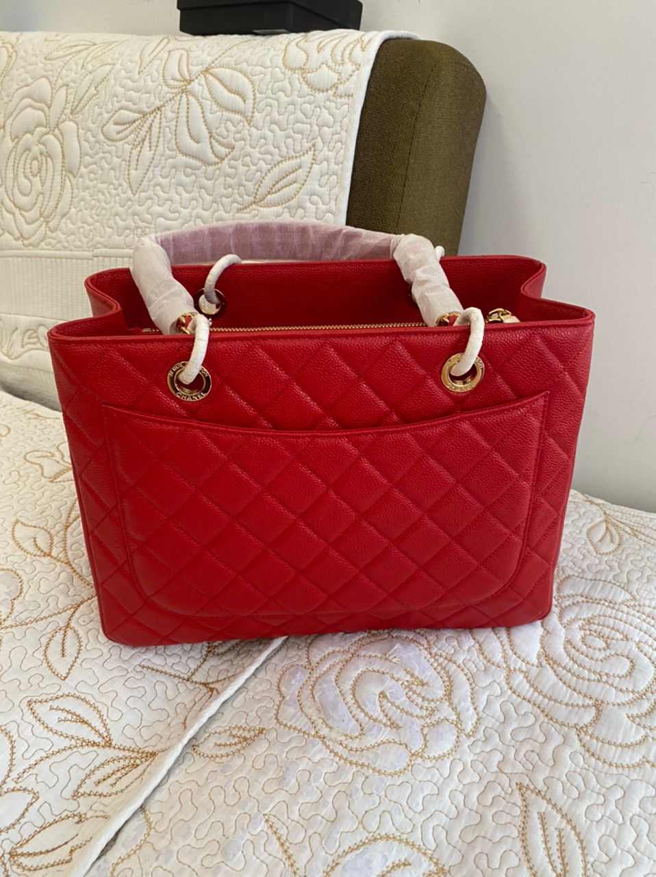 Cabas Grand Shopping Rouge Cavier