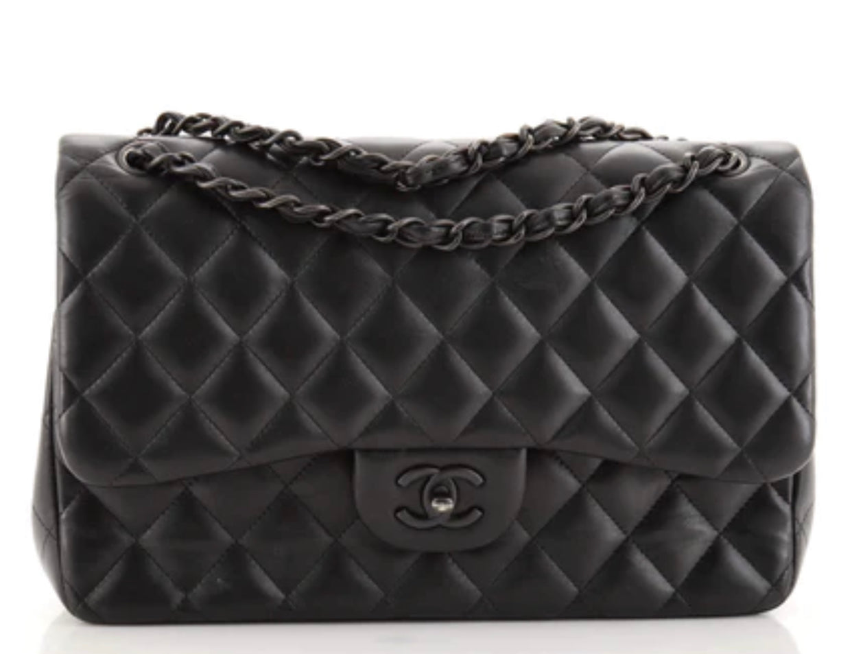 Sac à rabat moyen en cuir d'agneau matelassé So Black