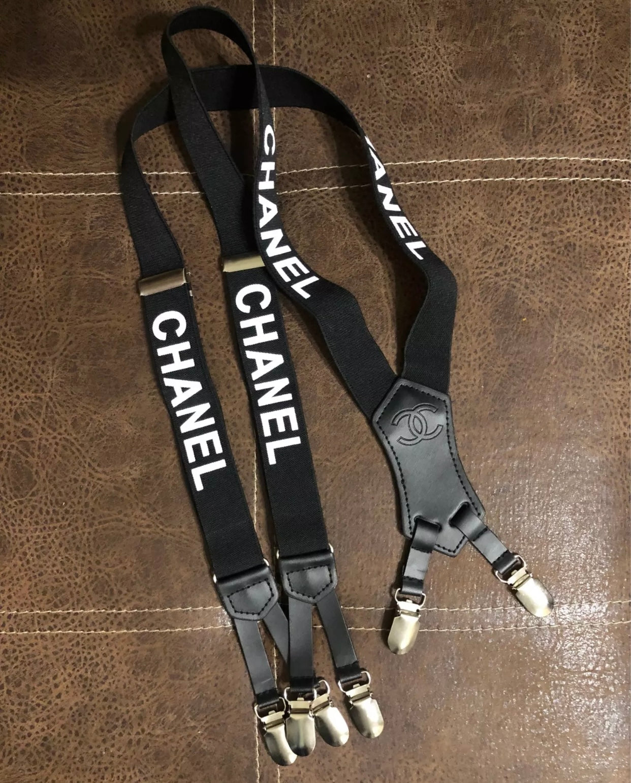 chanel suspenders outfit