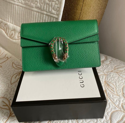 Super mini sac Dionysus en cuir vert