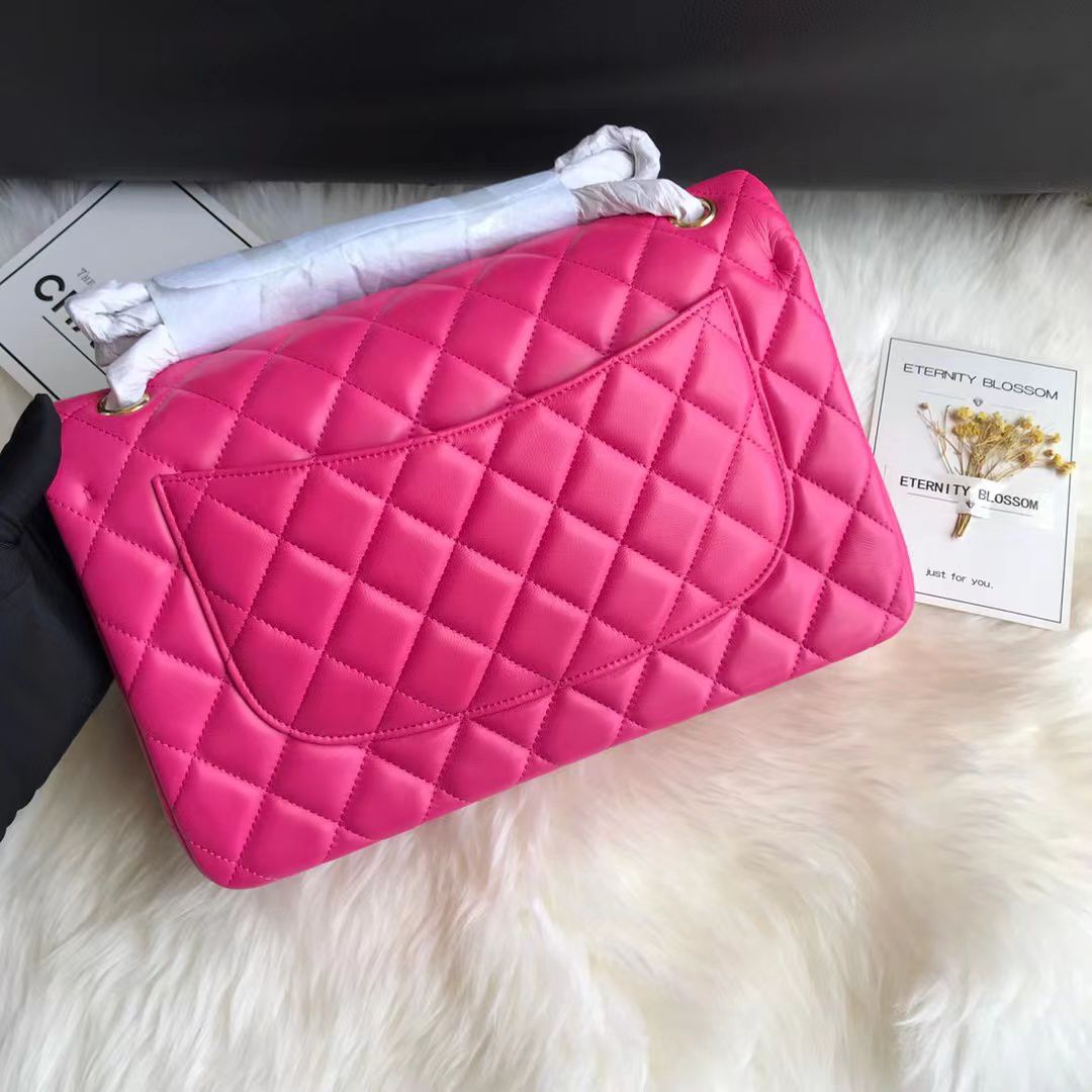 Sac à rabat moyen en cuir d'agneau rose